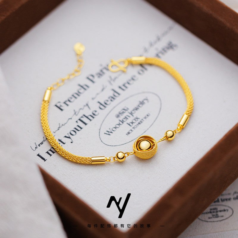 Palace Style 9999 24K Real Gold Braided Bird's Nest Carriage Bead Bracelet for Women 18K Gold Fashion High-End Palace Style 9999 24K Real Gold Braided Bird's Nest Carriage Bead Bracelet for Women 18K Gold Fashion High-End