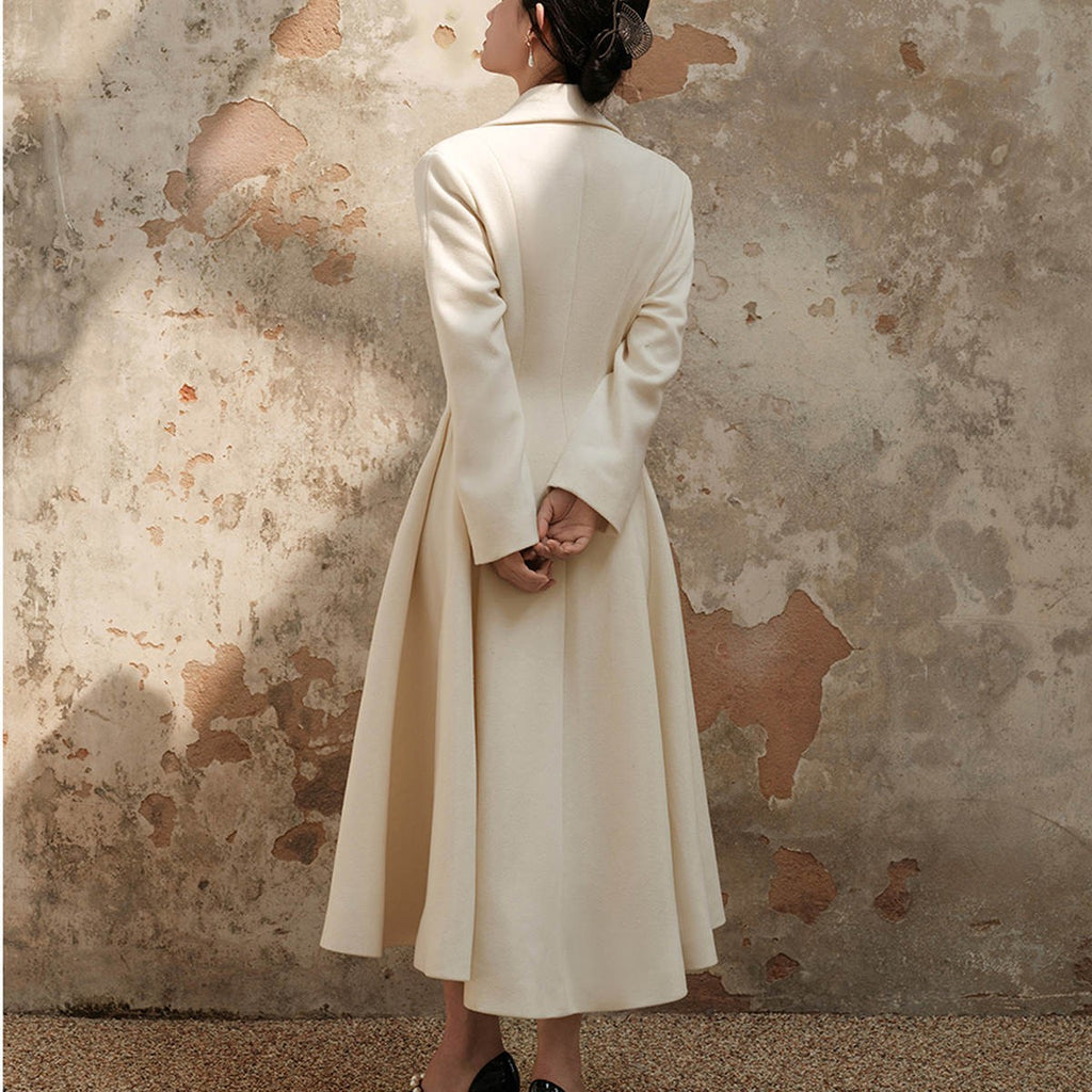 Blazer de lã vintage vestido feminino uma linha branco formal outwear casaco xa