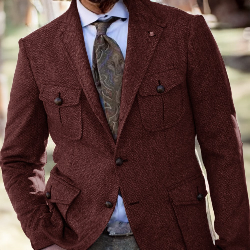 Men's Loose-Fit Wool Suit
