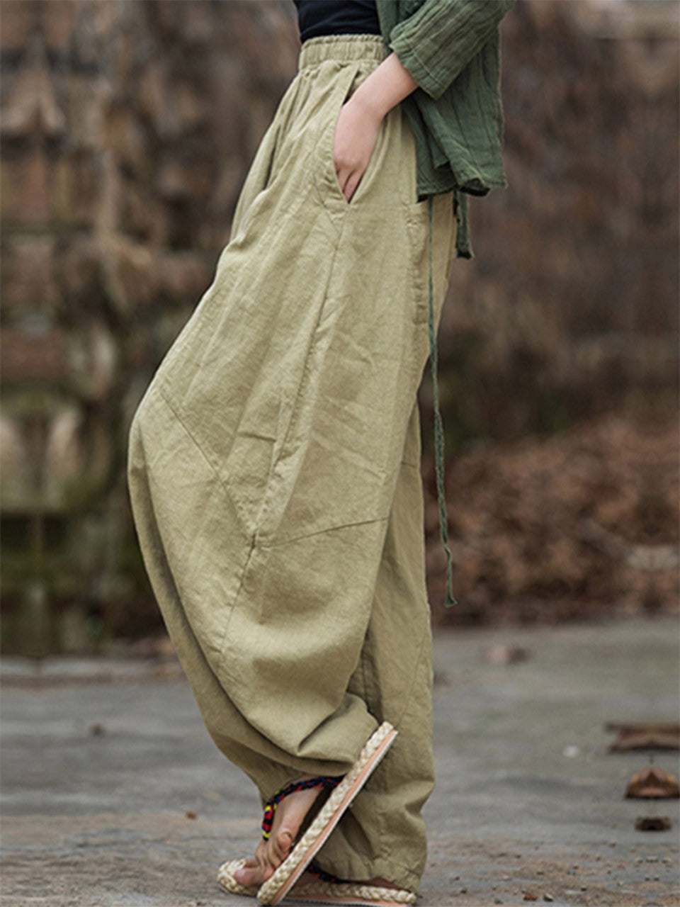 Women's Cotton Loose Wide Leg Pants, Vintage Yoga Pants with Elastic Waist Wide Leg Loose Wide Leg, StylishWomen's Cotton Loose Wide Leg Pants, Vintage Yoga Pants with Elastic Waist Wide Leg Loose Wide Leg, Stylish