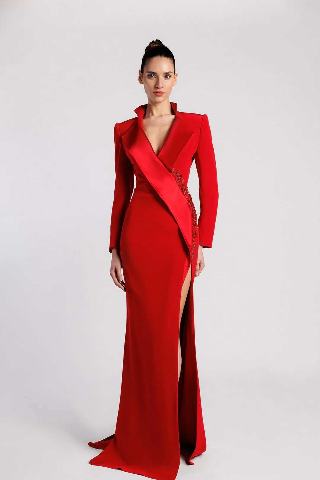 Designer Beaded Mermaid High Slit Women Blazer Dress Floor Length Custom Backless Formal Evening Wedding Guest Dress Designer Beaded Mermaid High Slit Women Blazer Dress Floor Length Custom Backless Formal Evening Wedding Guest Dress
