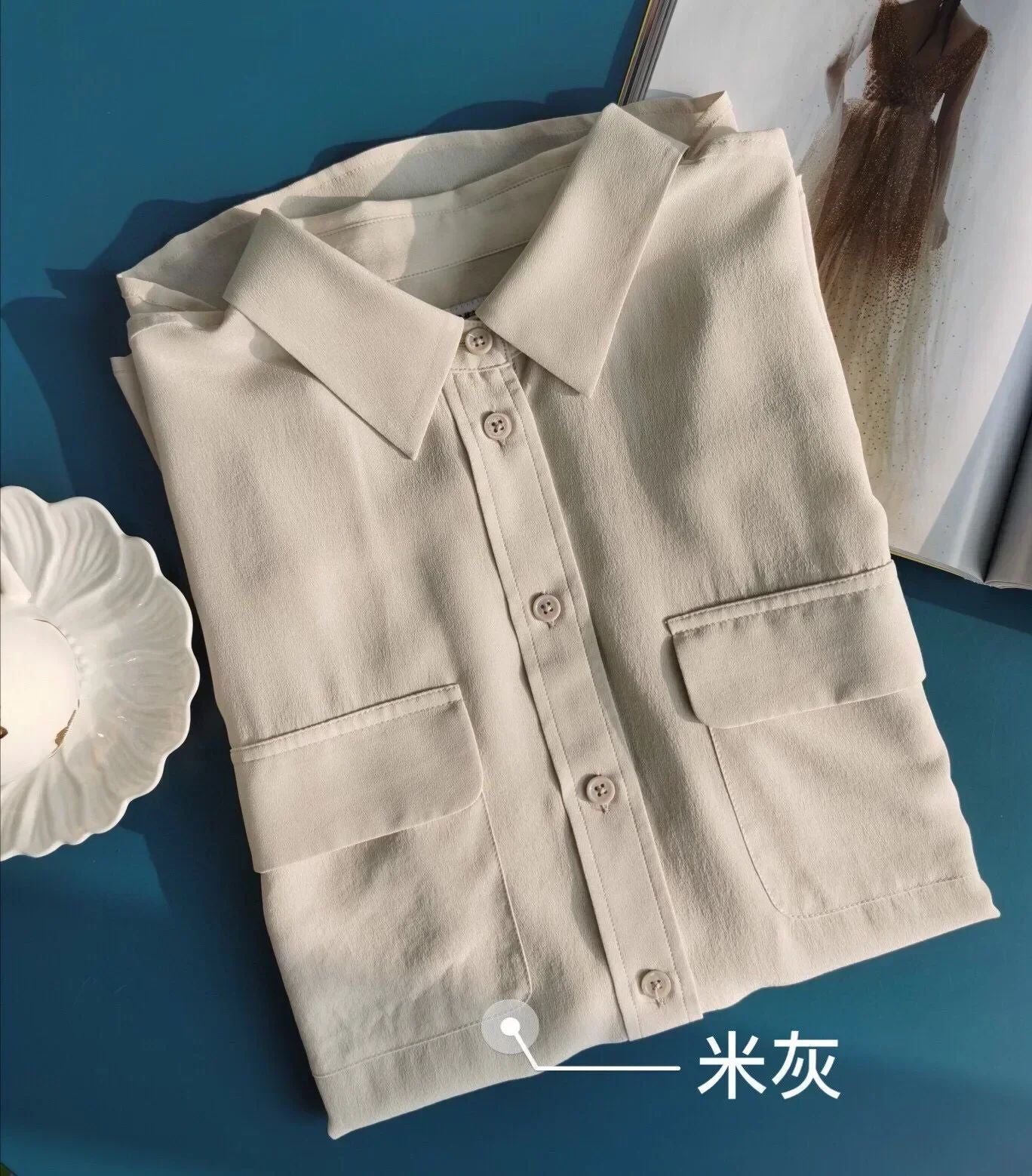 39 colors option draped sand-washed mulberry silk shirt blouse women classic