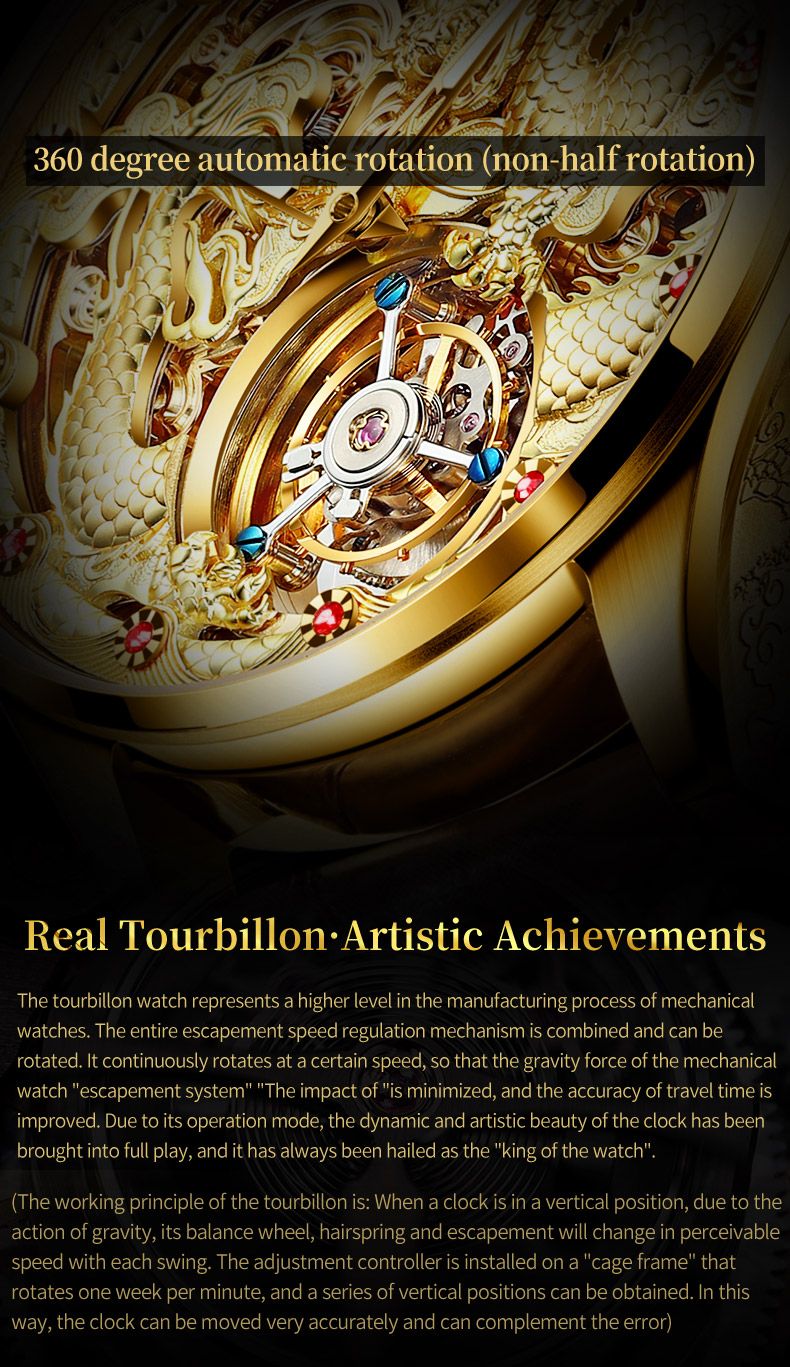 OUPINKE 3176 Tourbillon Watch Men 3D Carved Dragon Tungsten Steel Waterproof Wristwatches Top Layer Swiss Certification Watches OUPINKE 3176 Tourbillon Watch Men 3D Carved Dragon Tungsten Steel Waterproof Wristwatches Top Layer Swiss Certification Watches