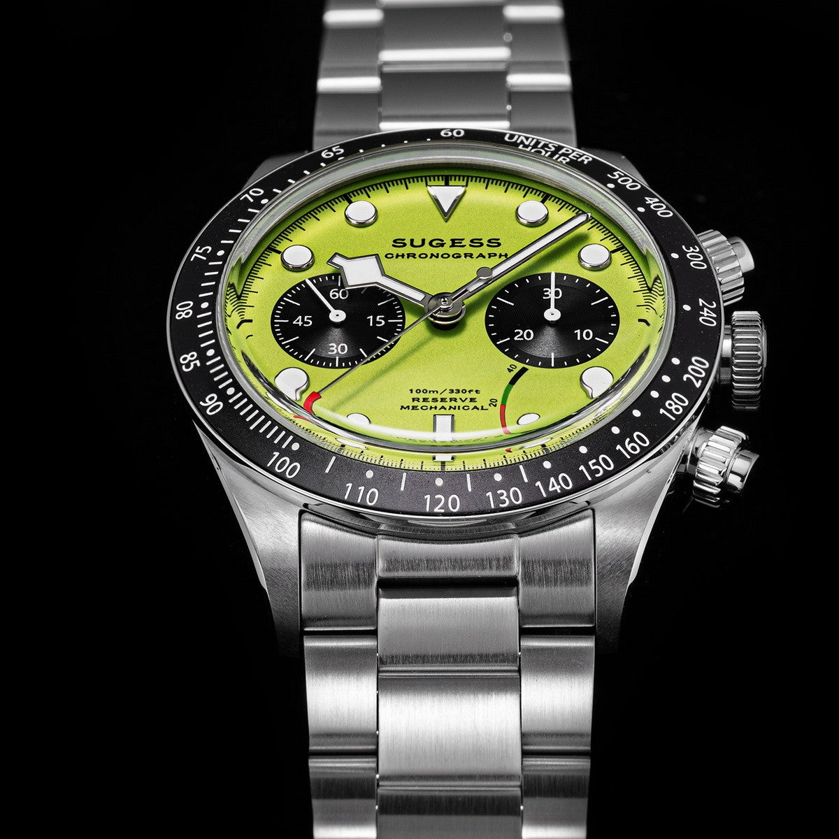 Sugess cronógrafo relógio masculino original st1907 swanneck piloto relógios