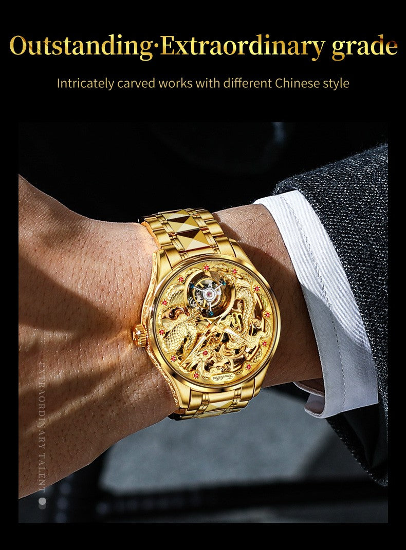OUPINKE 3176 Tourbillon Watch Men 3D Carved Dragon Tungsten Steel Waterproof Wristwatches Top Layer Swiss Certification Watches OUPINKE 3176 Tourbillon Watch Men 3D Carved Dragon Tungsten Steel Waterproof Wristwatches Top Layer Swiss Certification Watches