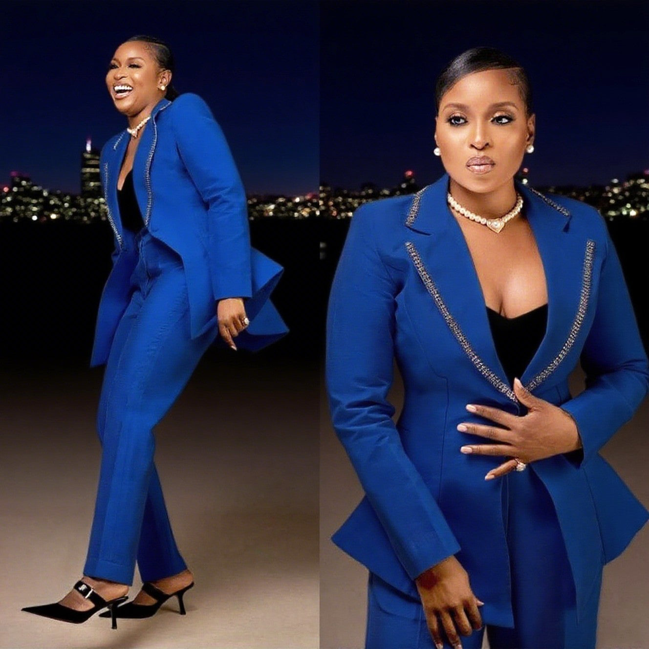 Satin Crystal Beads Women Pant Suits 2 Piece Plus Size Waist Pocket Blazer Custom Office Lady Mother of the Bride Outfit Satin Crystal Beads Women Pant Suits 2 Piece Plus Size Waist Pocket Blazer Custom Office Lady Mother of the Bride Outfit