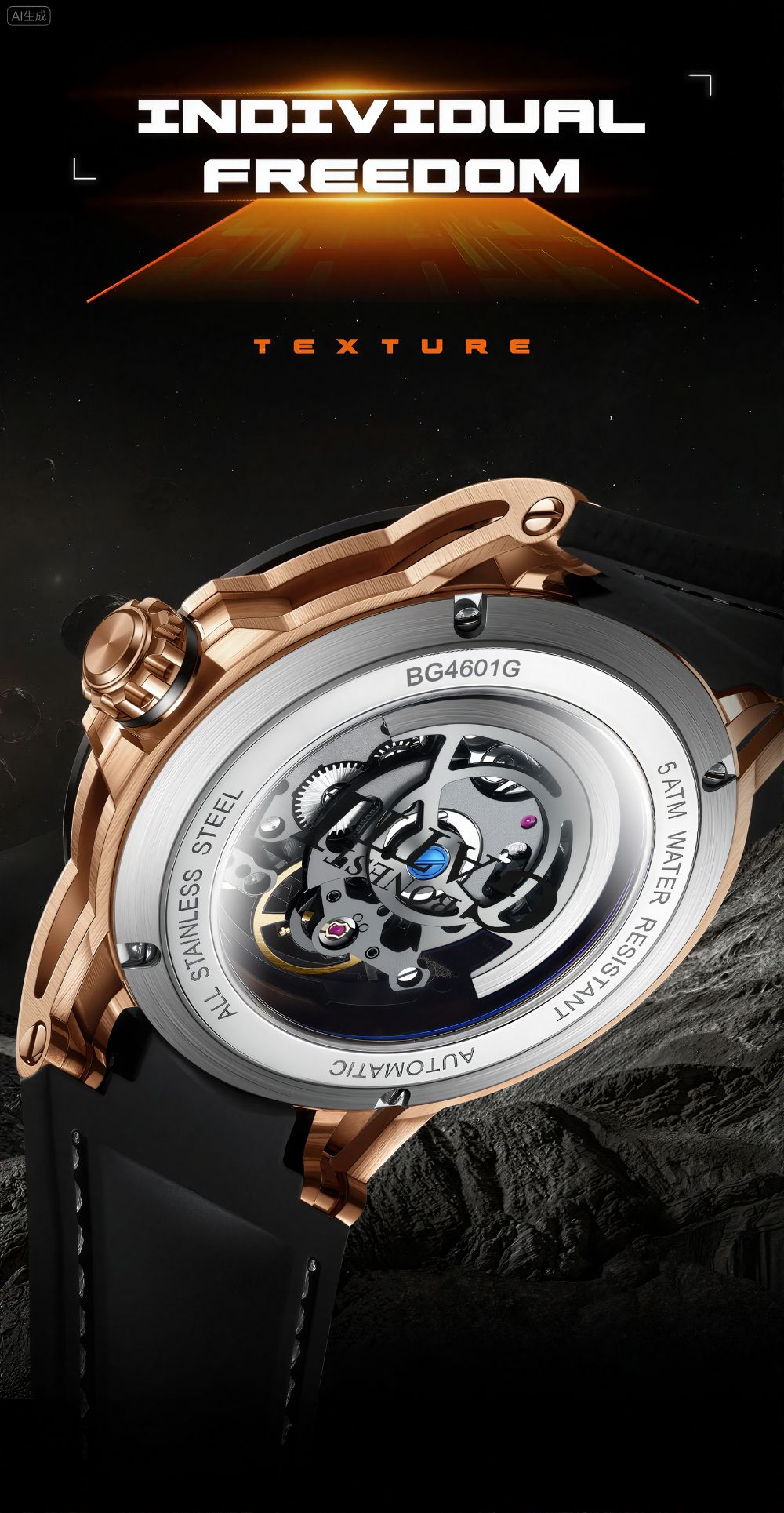 Bonest Gatti Men's Automatic Watch Luxury Vintage Mechanical 5ATM Skeleton Sapphire Luminous Leather Strap German Design Bonest Gatti Men's Automatic Watch Luxury Vintage Mechanical 5ATM Skeleton Sapphire Luminous Leather Strap German Design