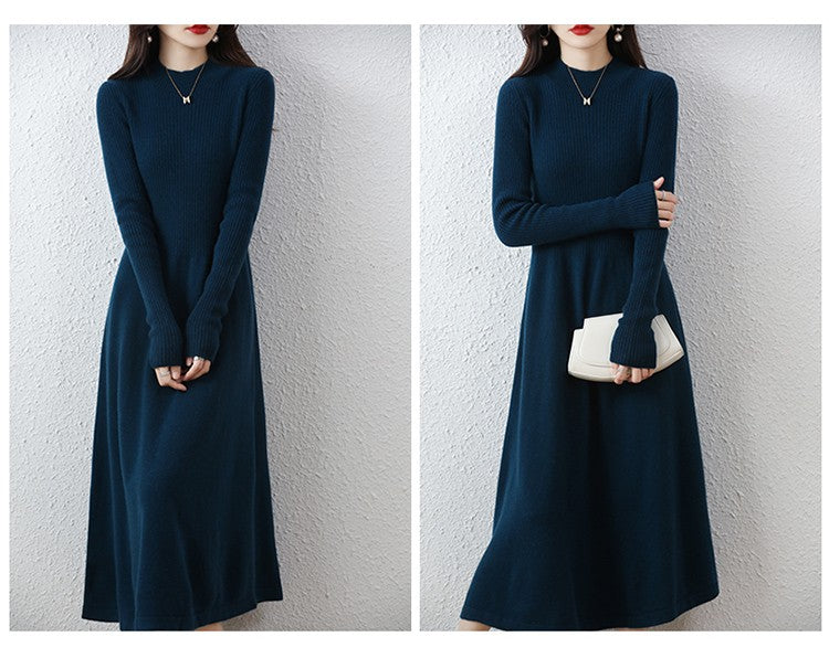 Sweater skirt women's long high-end 100% pure cashmere autumn and winter waist bottom shirt knitted dress Sweater skirt women's long high-end 100% pure cashmere autumn and winter waist bottom shirt knitted dress