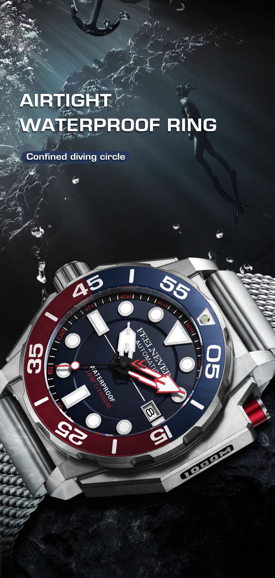 FeelNever Men's Automatic Dive Watch