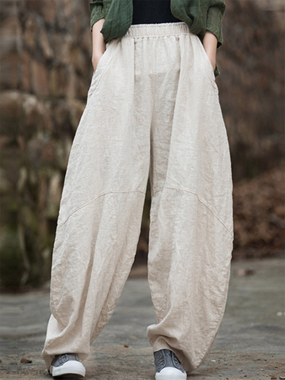 Women's Cotton Loose Wide Leg Pants, Vintage Yoga Pants with Elastic Waist Wide Leg Loose Wide Leg, StylishWomen's Cotton Loose Wide Leg Pants, Vintage Yoga Pants with Elastic Waist Wide Leg Loose Wide Leg, Stylish