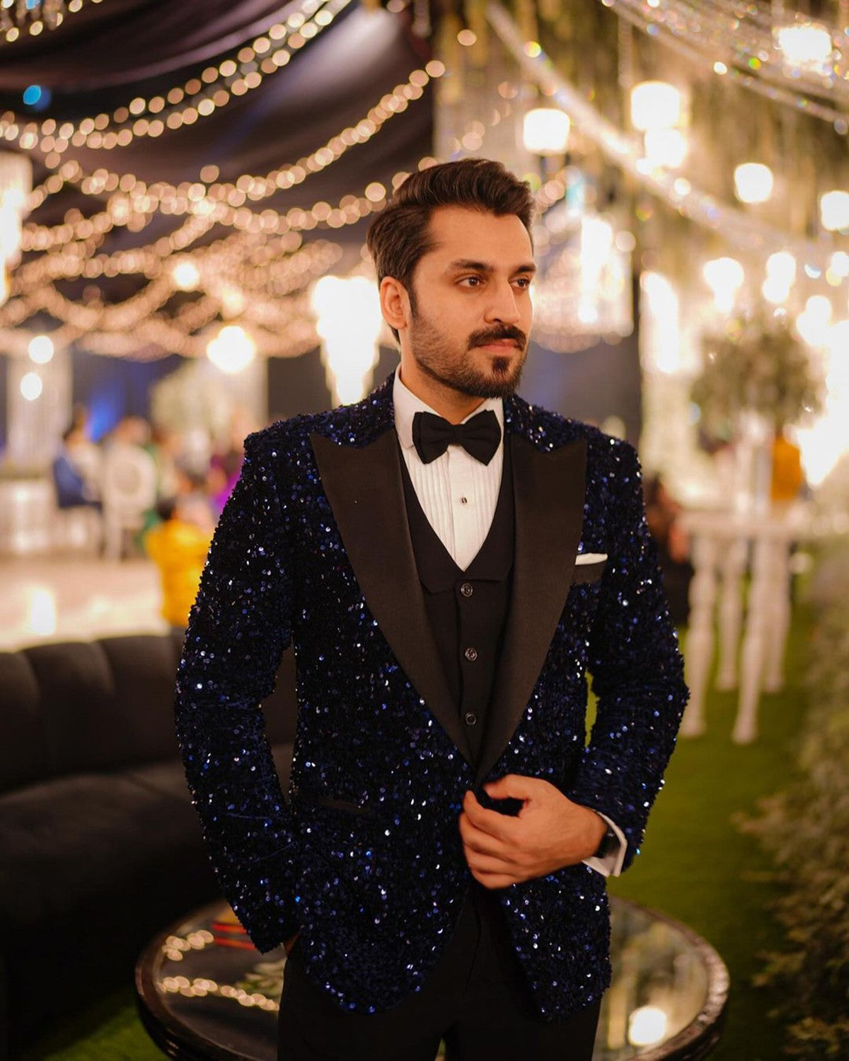 Men's 3 Piece Shiny Sequin Tuxedo Suits Custom Made Special Occasion Groom Formal Wear Prom Evening Party Men's 3 Piece Shiny Sequin Tuxedo Suits Custom Made Special Occasion Groom Formal Wear Prom Evening Party