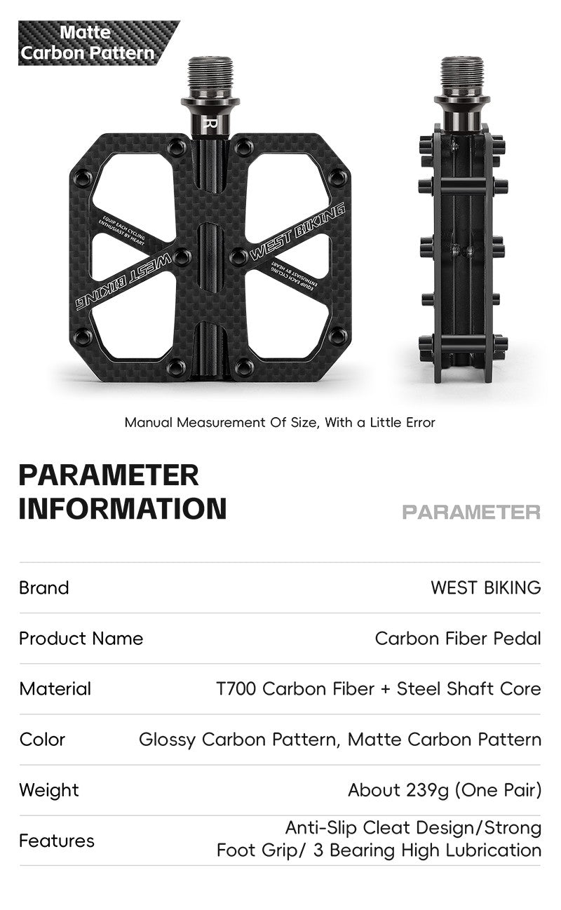 West Biking Carbon Fiber Ultralight Pedals