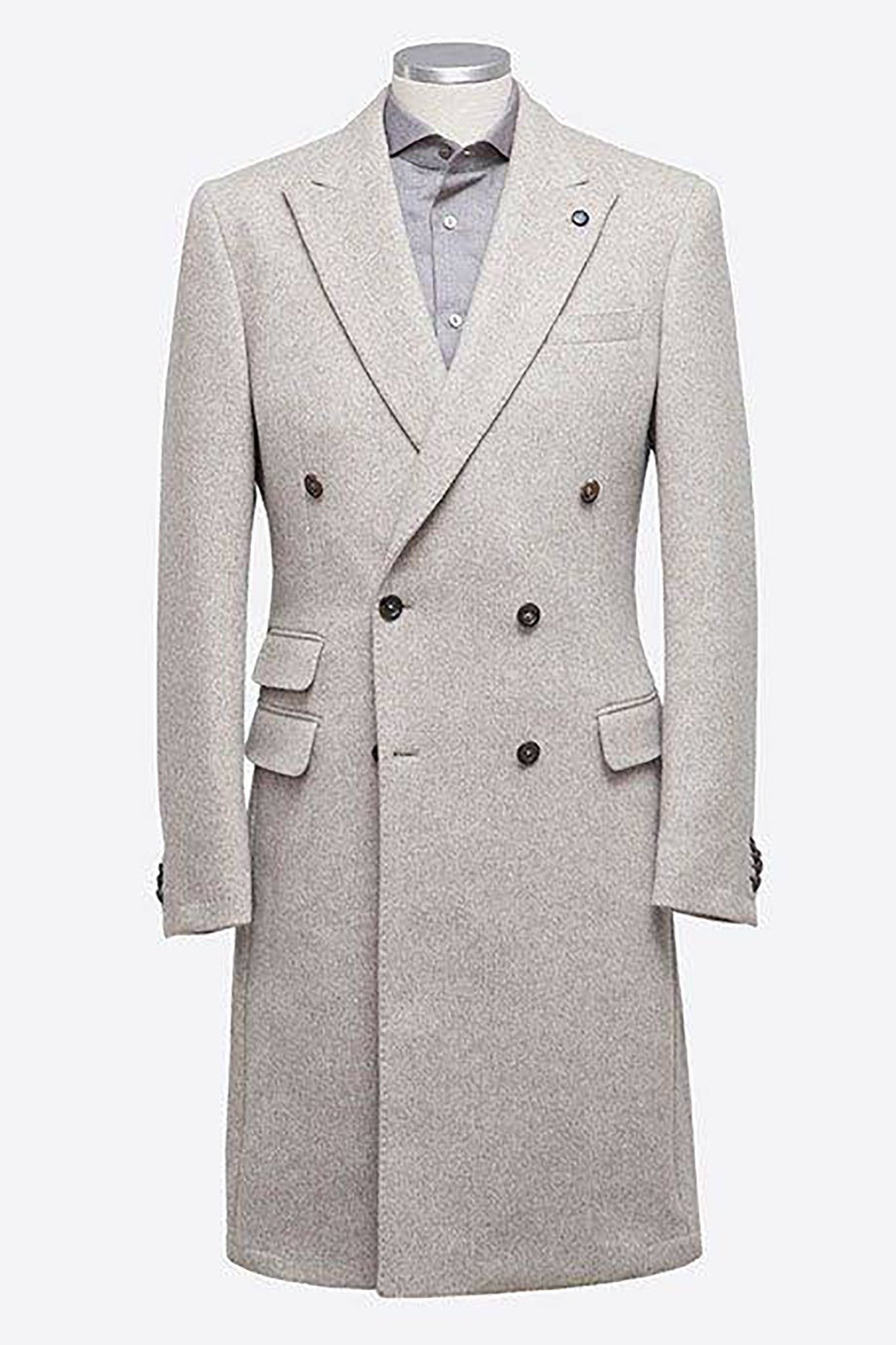White formal winter wool coat for men thick tweed trench coat double breasted plus size custom casual wearWhite formal winter wool coat for men thick tweed trench coat double breasted plus size custom casual wear