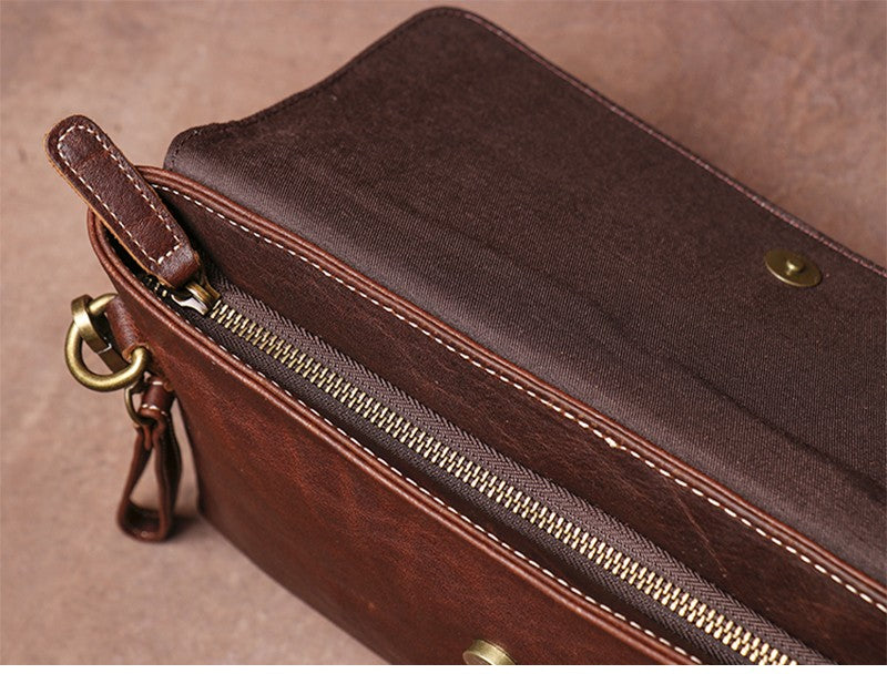 Luokir vintage genuíno couro crossbody saco de moda masculina simples ombro men