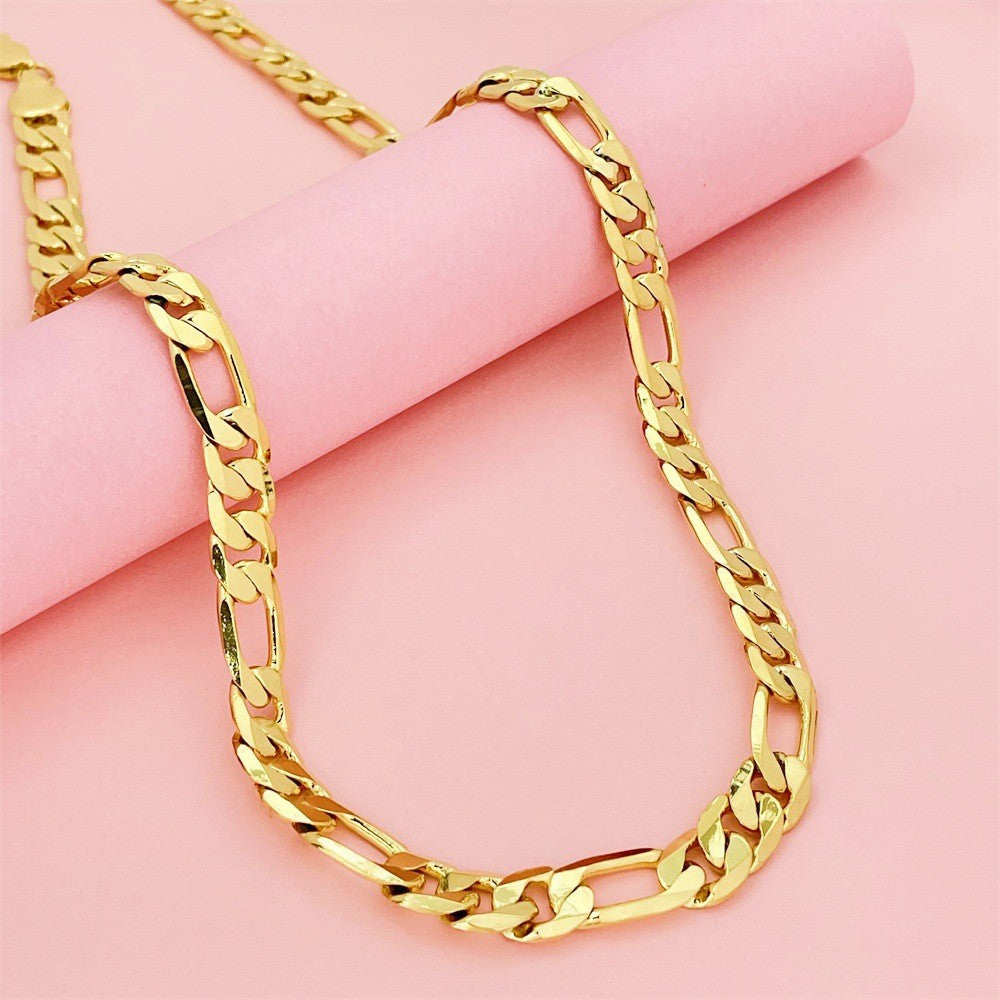 Luxury 24K 9999 Pure Gold Real Gold 10MM Three Than One Geometric Necklace Men and WomenLuxury 24K 9999 Pure Gold Real Gold 10MM Three Than One Geometric Necklace Men and Women