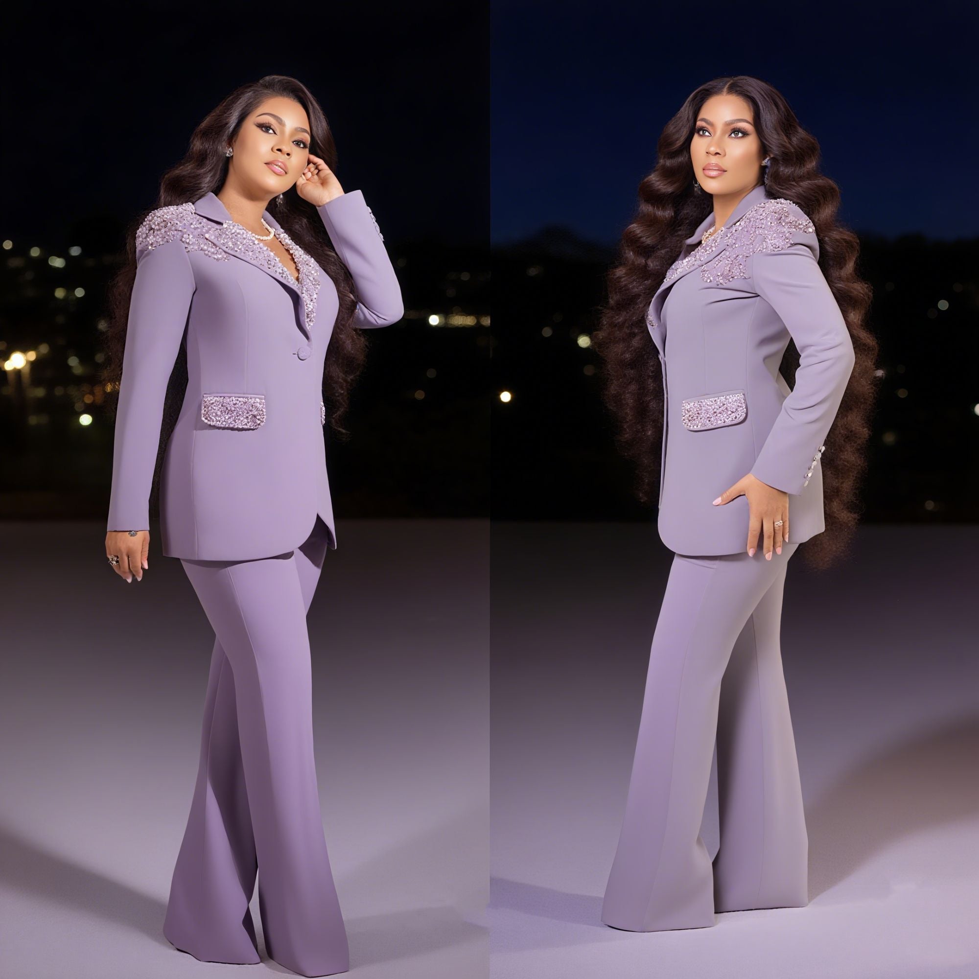 Beaded Women's Pant Suits 2 Piece Plus Size Formal One Button Blazer Custom Wedding Guest Mother Suits Prom Party Outfit Beaded Women's Pant Suits 2 Piece Plus Size Formal One Button Blazer Custom Wedding Guest Mother Suits Prom Party Outfit