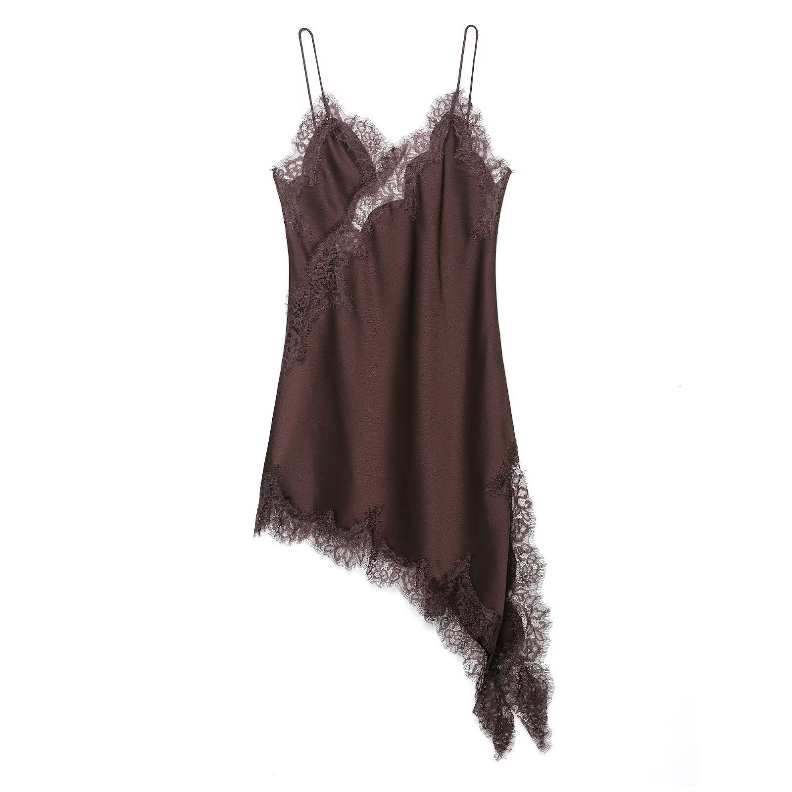 UNIZERA Women's Sexy Suspender Lace Asymmetrical Dress Summer 2025 New Elegant Temperament UNIZERA Women's Sexy Suspender Lace Asymmetrical Dress Summer 2025 New Elegant Temperament