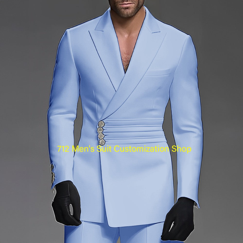 Handsome Men's 2 Piece Suit Wedding Groom Tuxedo Stylish Formal Wear XS-5XL Custom Blazer Pants Men Handsome Men's 2 Piece Suit Wedding Groom Tuxedo Stylish Formal Wear XS-5XL Custom Blazer Pants Men