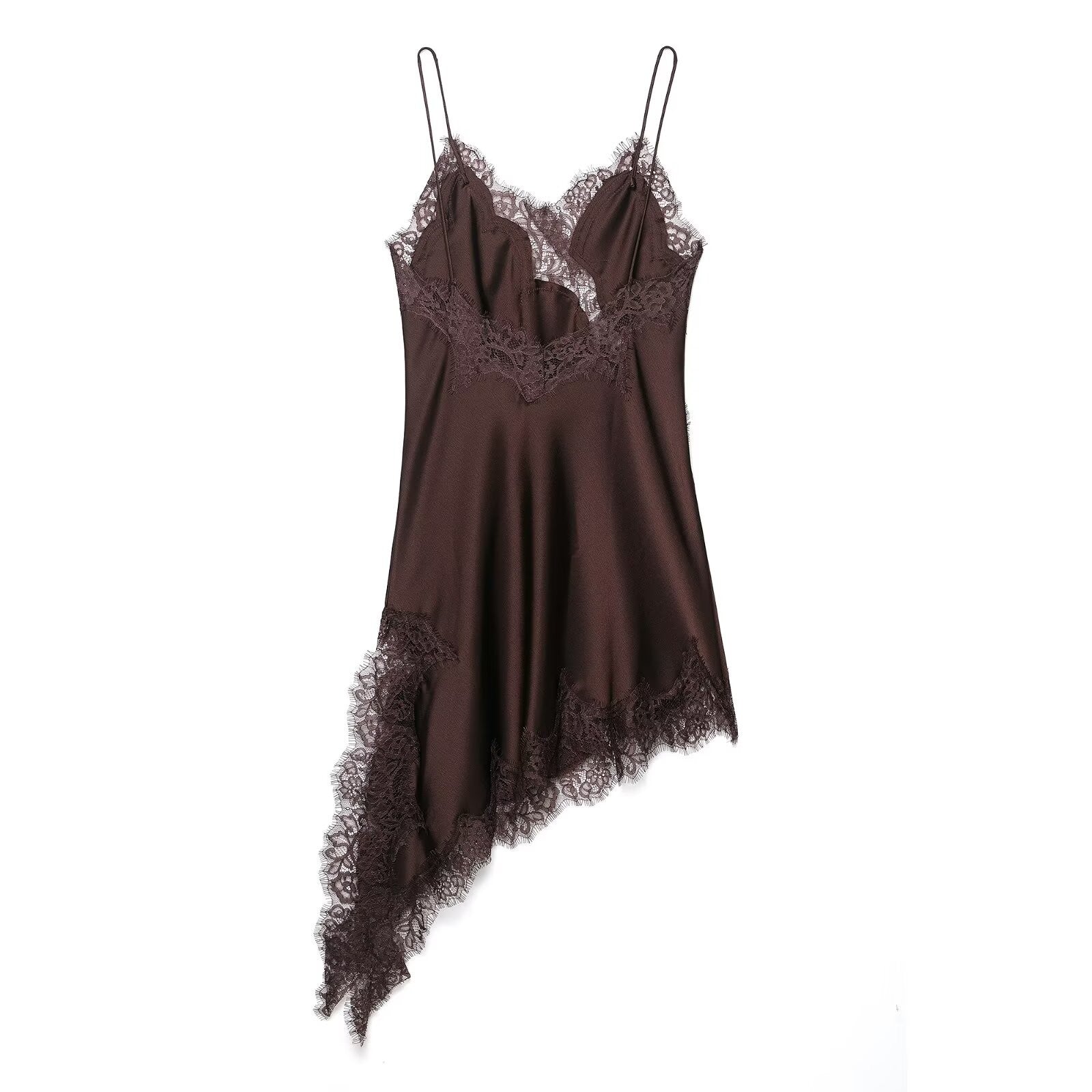 UNIZERA Women's Sexy Suspender Lace Asymmetrical Dress Summer 2025 New Elegant Temperament UNIZERA Women's Sexy Suspender Lace Asymmetrical Dress Summer 2025 New Elegant Temperament