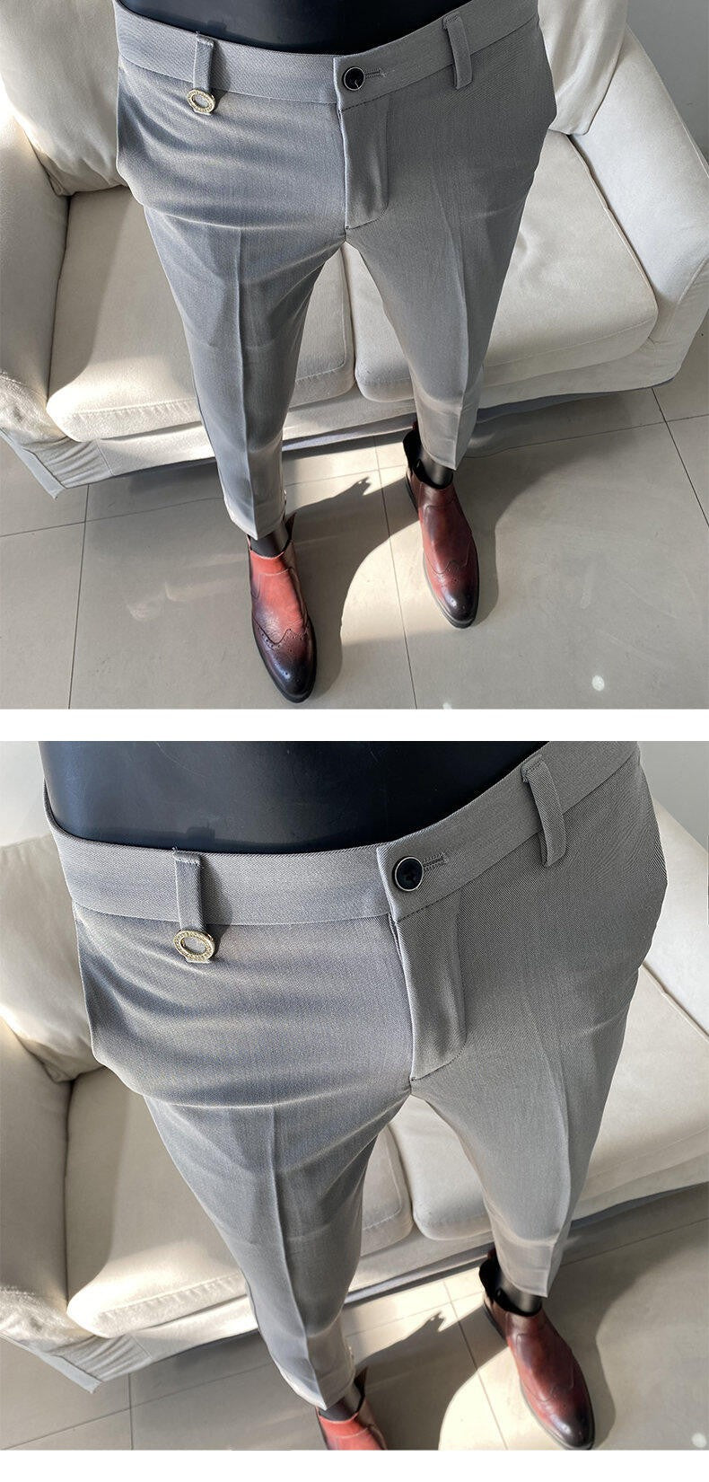QUHNBGY Men's Slim-Fit Suit Pants