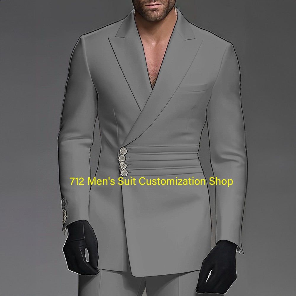 Handsome Men's 2 Piece Suit Wedding Groom Tuxedo Stylish Formal Wear XS-5XL Custom Blazer Pants Men Handsome Men's 2 Piece Suit Wedding Groom Tuxedo Stylish Formal Wear XS-5XL Custom Blazer Pants Men