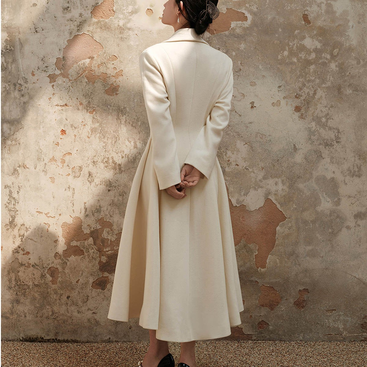 Blazer de lã vintage vestido feminino uma linha branco formal outwear casaco xa