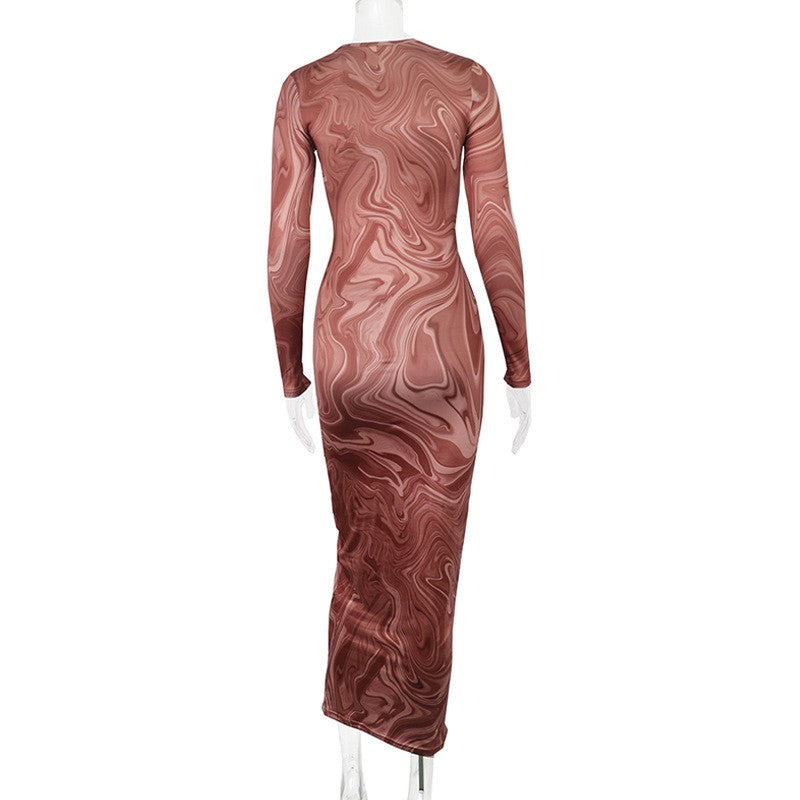 Long Sleeve Bodycon Dresses for Women Evening Party Outfits O Neck Mid Calf Sexy Vestidos De Mujer One Piece Outfits StreetwearLong Sleeve Bodycon Dresses for Women Evening Party Outfits O Neck Mid Calf Sexy Vestidos De Mujer One Piece Outfits Streetwear