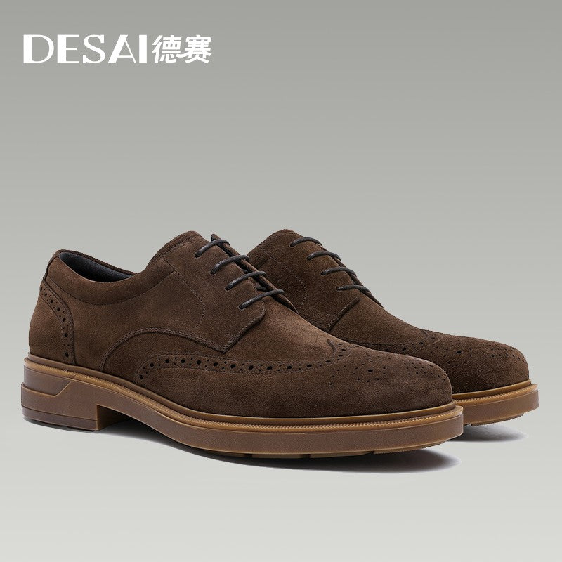 Desai Genuine Derby Shoes Men Cow Suede Leather Autumn Winter Brogue Casual Leather Shoe Men Dress Shoes Gifts Desai Genuine Derby Shoes Men Cow Suede Leather Autumn Winter Brogue Casual Leather Shoe Men Dress Shoes Gifts