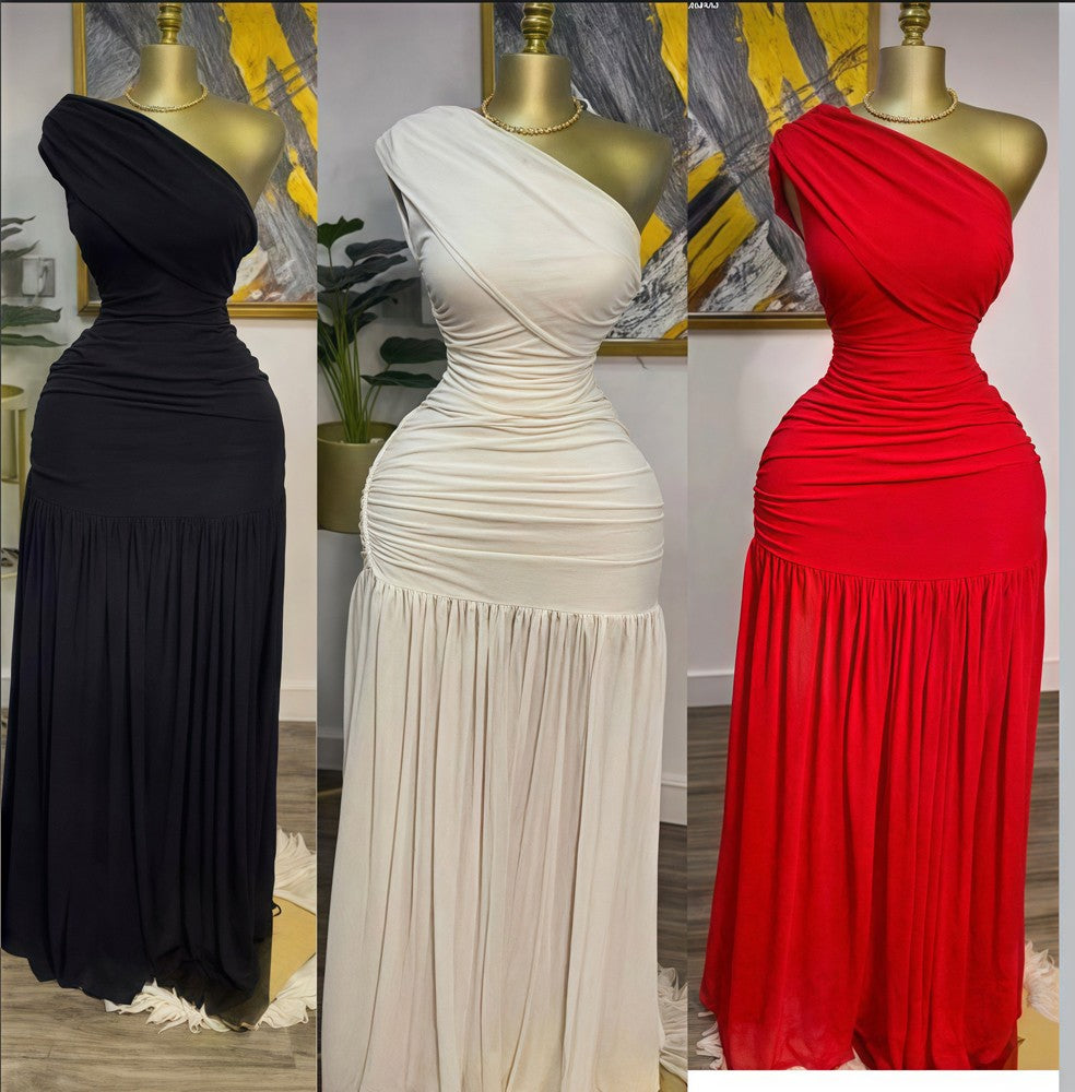 Elegant Sexy Night Club Party Holiday Maxi Dress for Women Elegant Slant Collar One Sleeve Off Shoulder Mesh Slit Long Dresses Elegant Sexy Night Club Party Holiday Maxi Dress for Women Elegant Slant Collar One Sleeve Off Shoulder Mesh Slit Long Dresses