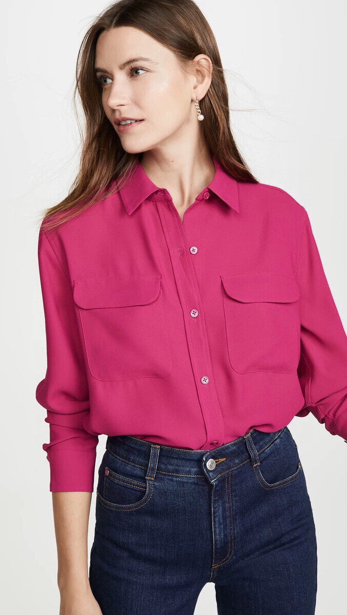 39 colors option draped sand-washed mulberry silk shirt blouse women classic