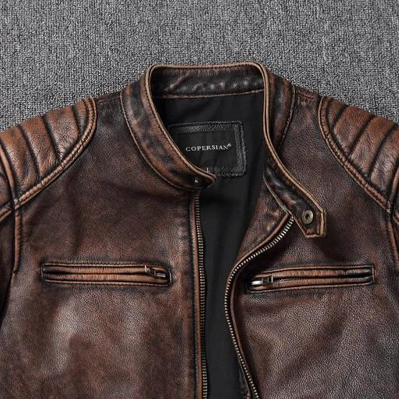 COPERSIAN Men's Cowhide Leather Jacket
