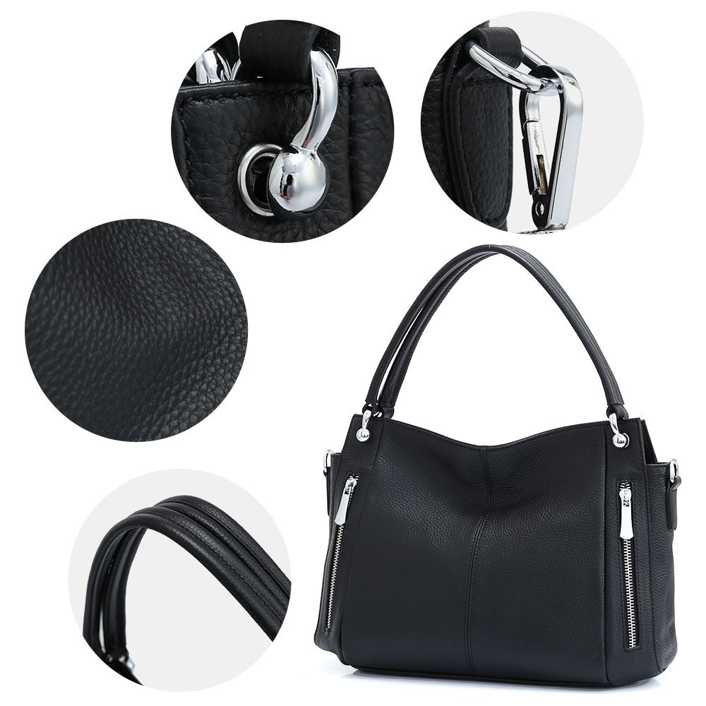 Zency 100% bolsa de couro genuíno feminino clássico simples vintage shopper to