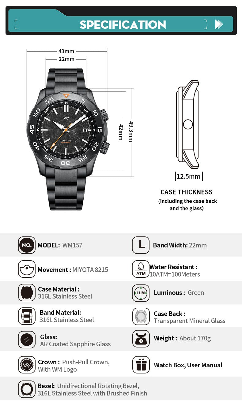 Welly Merck Automatic Mechanical Business Watch