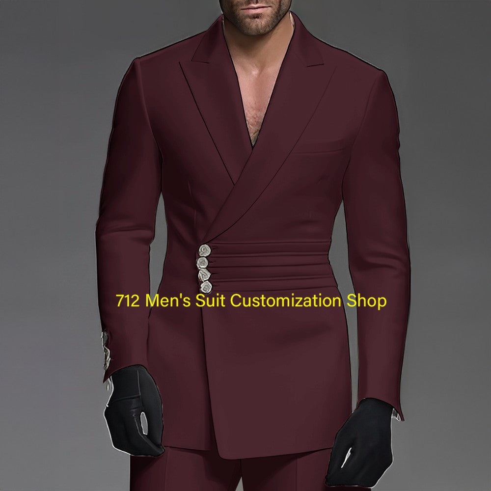 Handsome Men's 2 Piece Suit Wedding Groom Tuxedo Stylish Formal Wear XS-5XL Custom Blazer Pants Men Handsome Men's 2 Piece Suit Wedding Groom Tuxedo Stylish Formal Wear XS-5XL Custom Blazer Pants Men