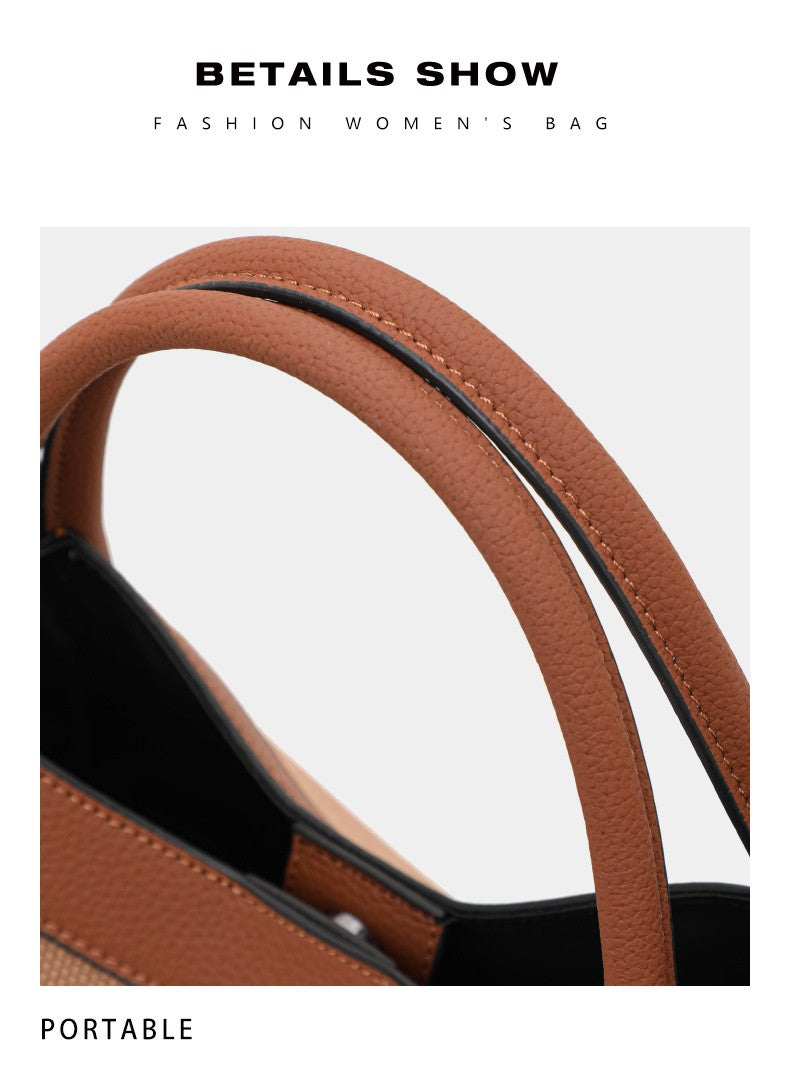 Aidrani Plaid Canvas and Leather Tote