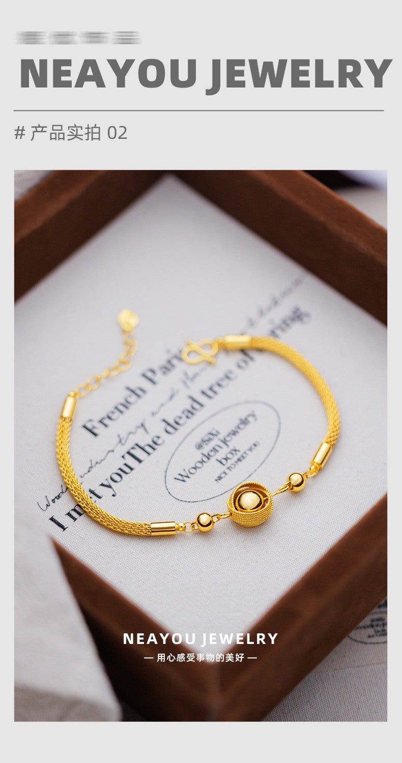 Palace Style 9999 24K Real Gold Braided Bird's Nest Carriage Bead Bracelet for Women 18K Gold Fashion High-End Palace Style 9999 24K Real Gold Braided Bird's Nest Carriage Bead Bracelet for Women 18K Gold Fashion High-End