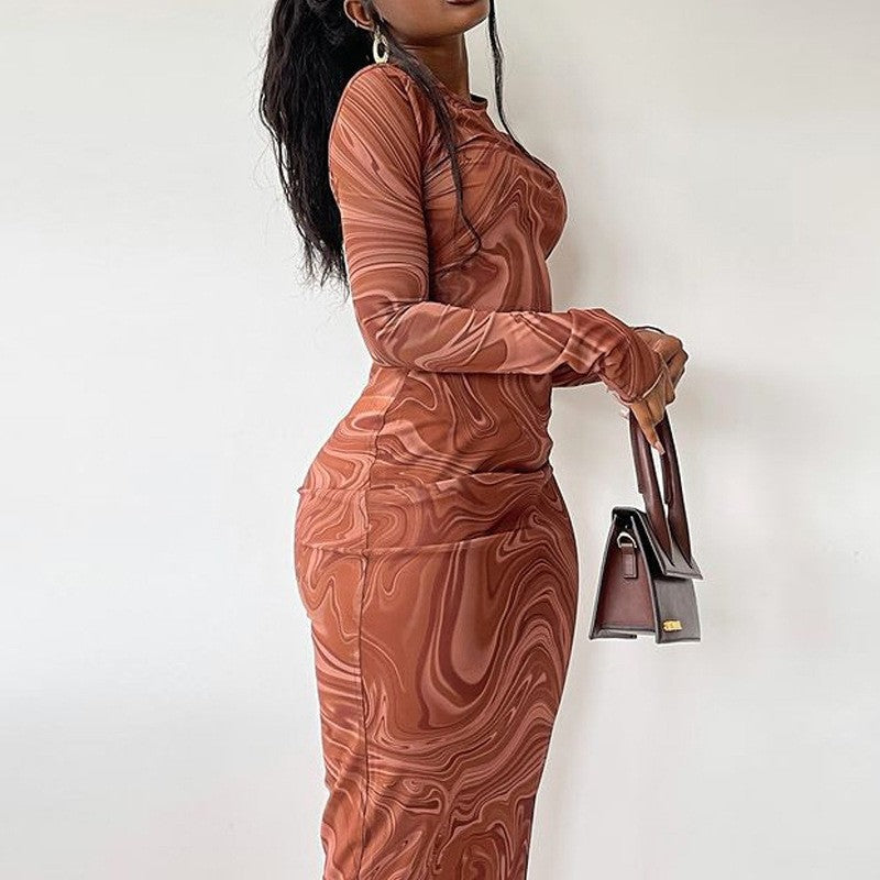 Long Sleeve Bodycon Dresses for Women Evening Party Outfits O Neck Mid Calf Sexy Vestidos De Mujer One Piece Outfits StreetwearLong Sleeve Bodycon Dresses for Women Evening Party Outfits O Neck Mid Calf Sexy Vestidos De Mujer One Piece Outfits Streetwear