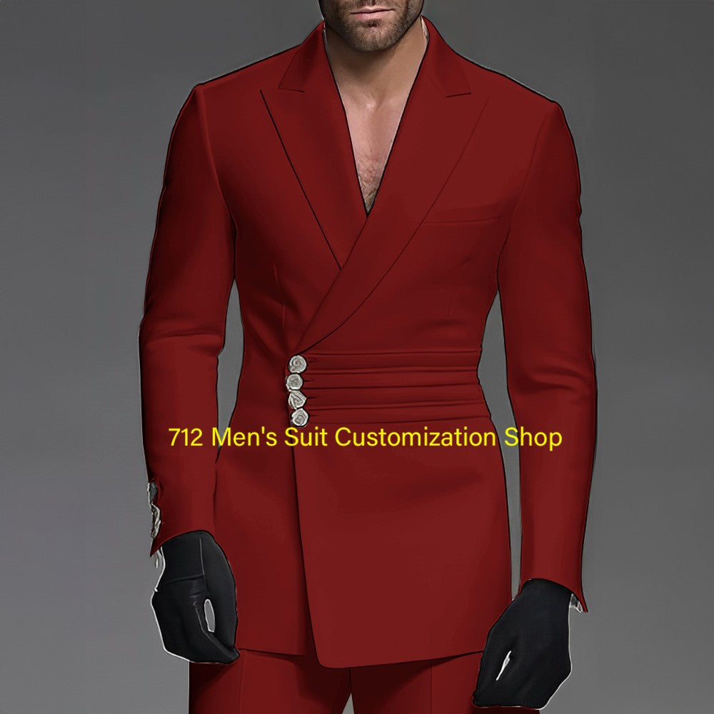 Handsome Men's 2 Piece Suit Wedding Groom Tuxedo Stylish Formal Wear XS-5XL Custom Blazer Pants Men Handsome Men's 2 Piece Suit Wedding Groom Tuxedo Stylish Formal Wear XS-5XL Custom Blazer Pants Men