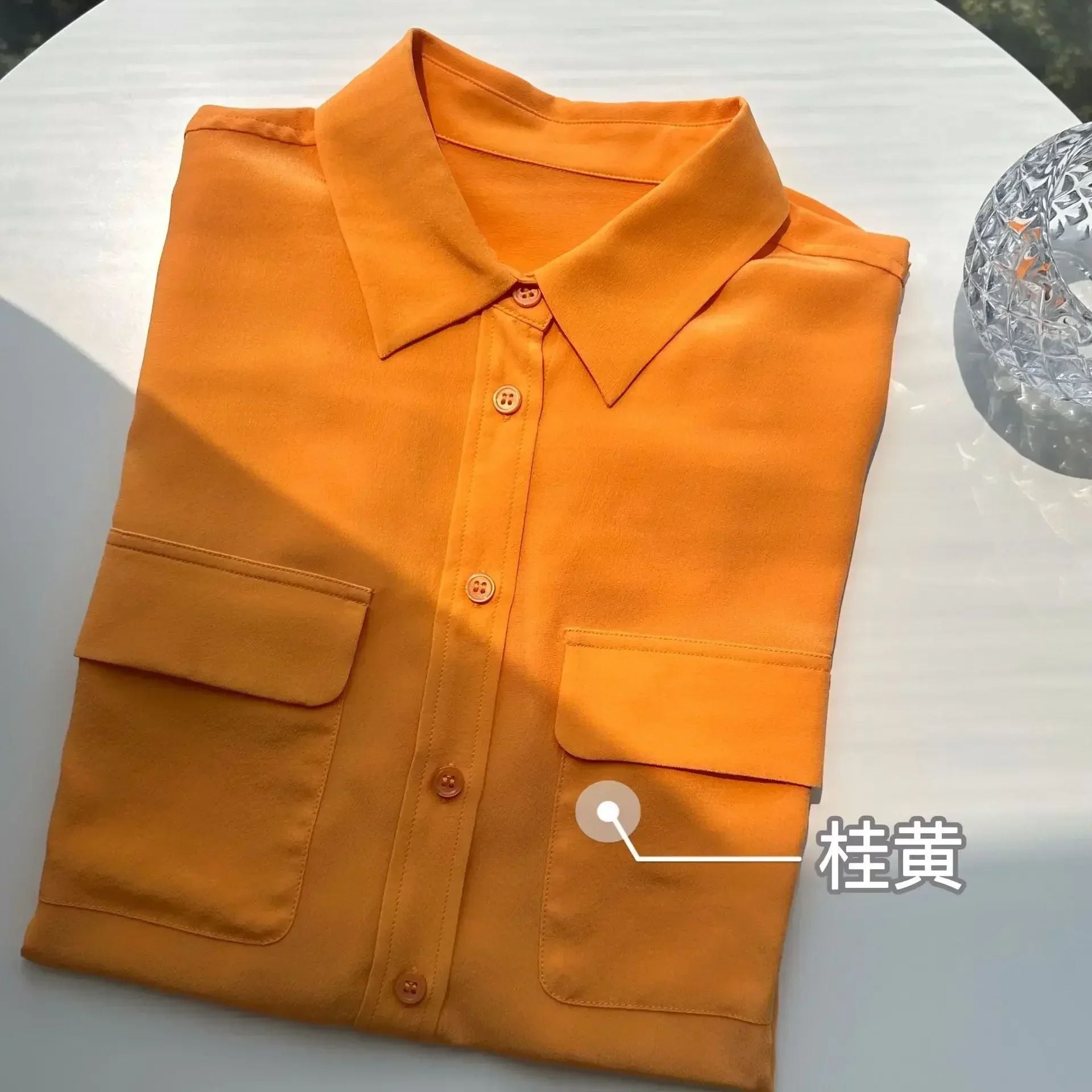 39 colors option draped sand-washed mulberry silk shirt blouse women classic