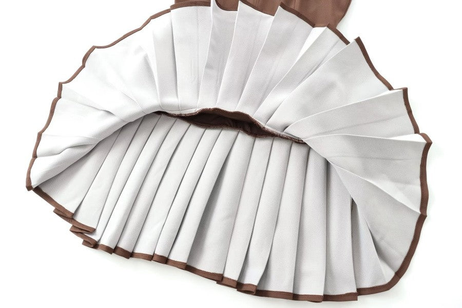 Traf2024 new product 3D cut out mini dress, pleated skirt design, brown sleeveless round neck short dress for womenTraf2024 new product 3D cut out mini dress, pleated skirt design, brown sleeveless round neck short dress for women