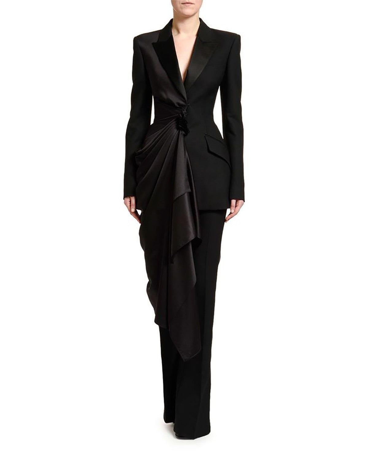 New Design Women Suits 2 Pieces Ruffles Blazer with Wraps Custom Wedding Guest Dress Evening Party Show OutfitNew Design Women Suits 2 Pieces Ruffles Blazer with Wraps Custom Wedding Guest Dress Evening Party Show Outfit