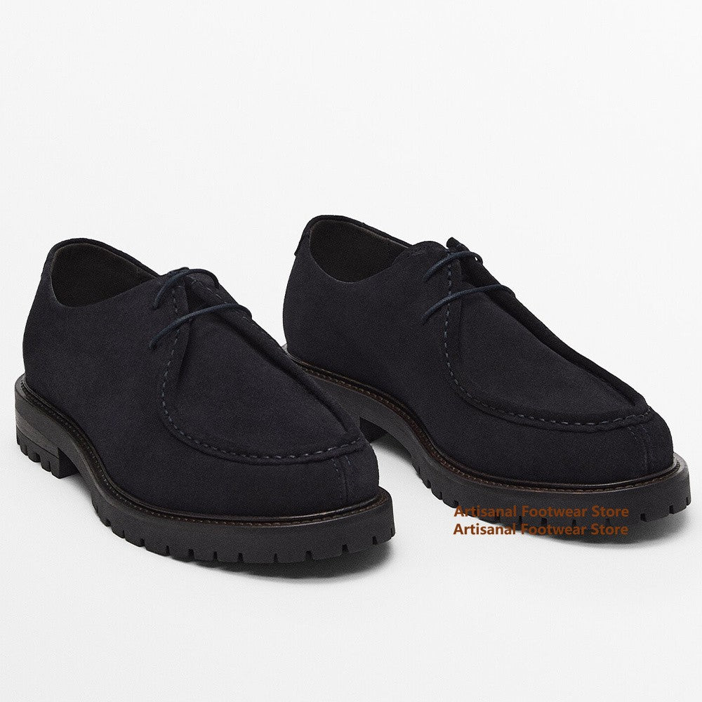 Brown suede derby shoes, thick sole, lace up, men's casual shoes, formal office shoes, men's leather shoesBrown suede derby shoes, thick sole, lace up, men's casual shoes, formal office shoes, men's leather shoes