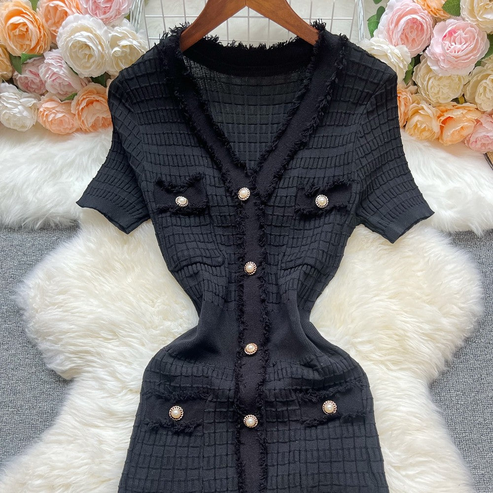 YuooMuoo Chic Fashion Sexy Package Hips Knitted Dress Women V-Neck Single Breasted Bodycon Sweater Dress Office Lady Dresses YuooMuoo Chic Fashion Sexy Package Hips Knitted Dress Women V-Neck Single Breasted Bodycon Sweater Dress Office Lady Dresses