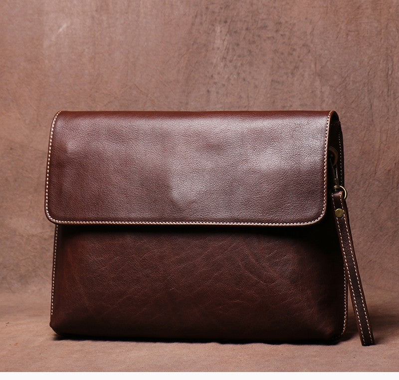 Luokir vintage genuíno couro crossbody saco de moda masculina simples ombro men