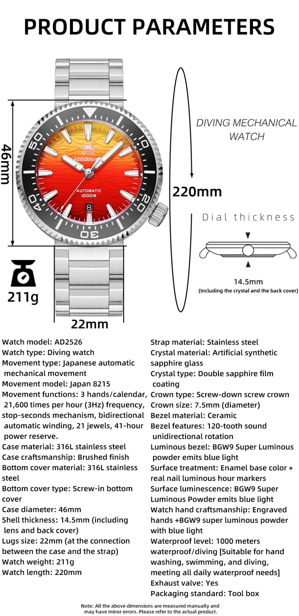 ADDIESDIVE "Burning Clouds" Professional Dive Watch