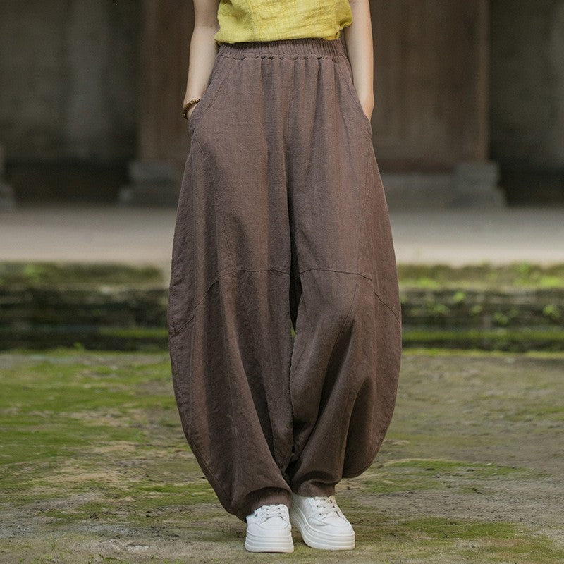 Women's Cotton Loose Wide Leg Pants, Vintage Yoga Pants with Elastic Waist Wide Leg Loose Wide Leg, StylishWomen's Cotton Loose Wide Leg Pants, Vintage Yoga Pants with Elastic Waist Wide Leg Loose Wide Leg, Stylish