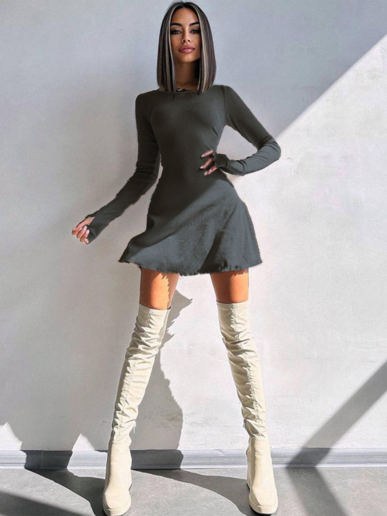 Women's Club Sexy Long Sleeve Bodycon Mini Dress Suitable for Nightclub, Family Party, Vacation, Leisure Women's Club Sexy Long Sleeve Bodycon Mini Dress Suitable for Nightclub, Family Party, Vacation, Leisure