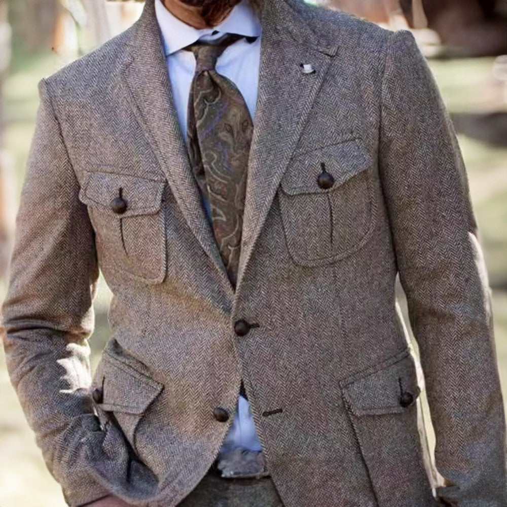 Men's Loose-Fit Wool Suit