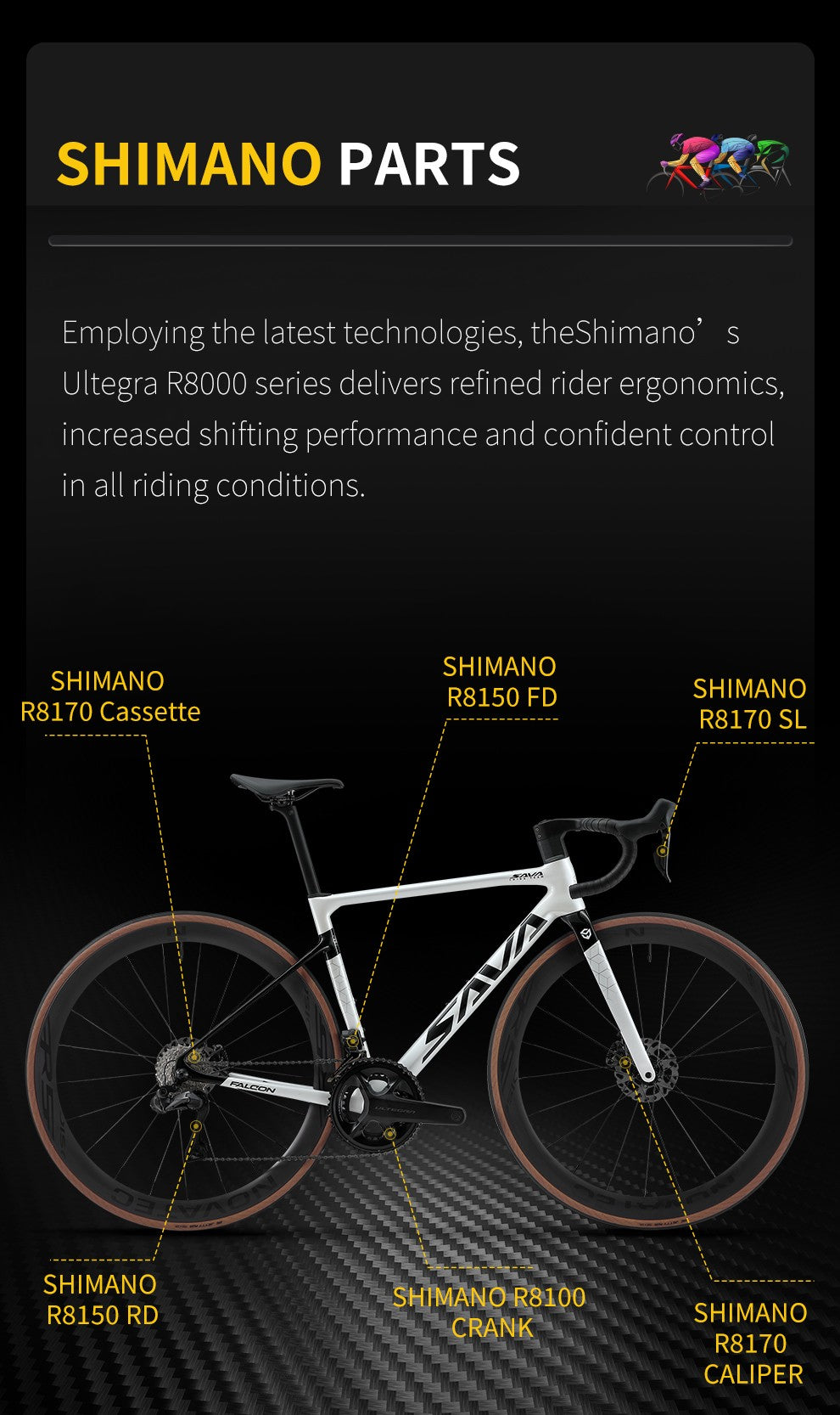 SAVA Carbon Fiber Road Bike with Shimano Ultegra Di2