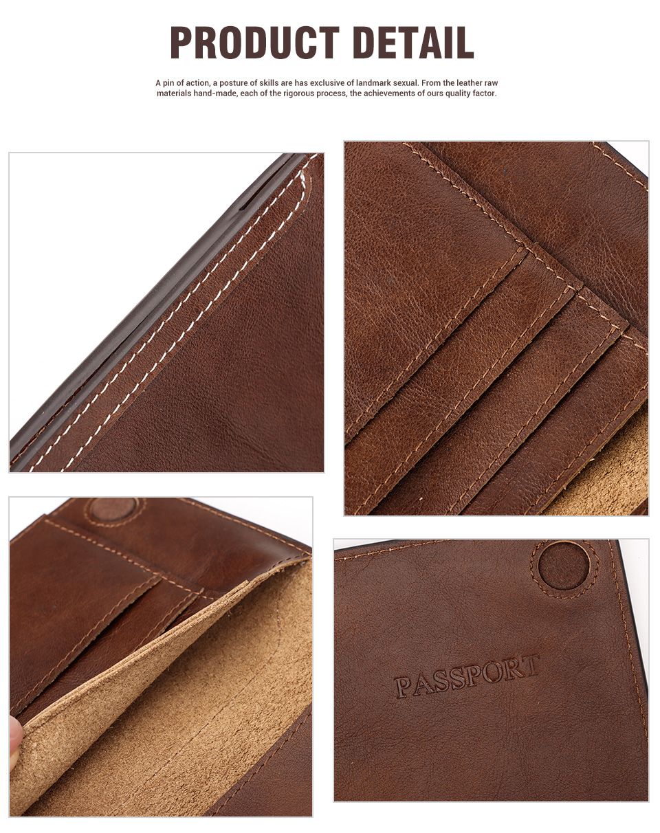 KAVI'S Men's Genuine Leather Travel Wallet